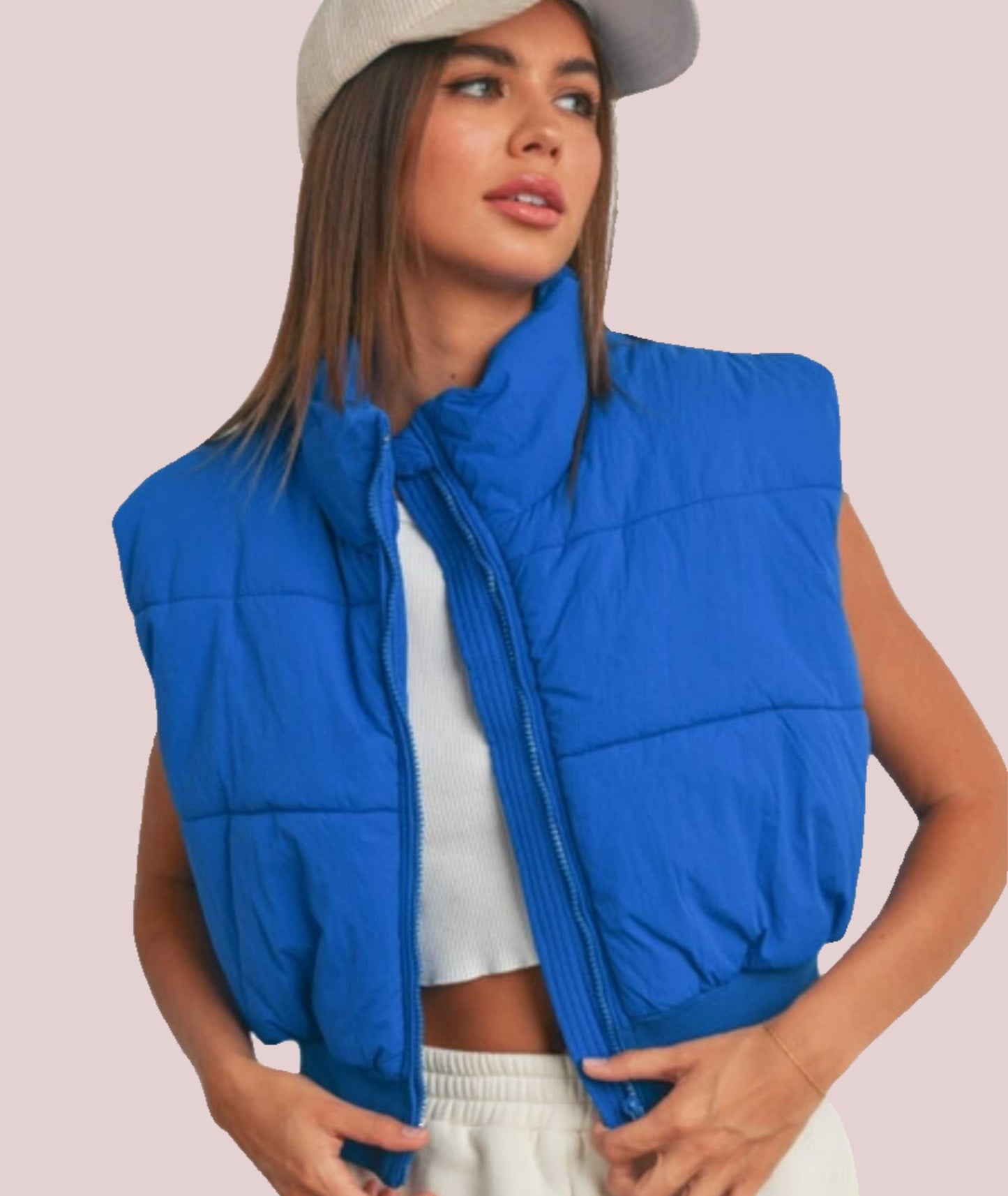 Zip-Up Crop Puffer Vest - BashStyling