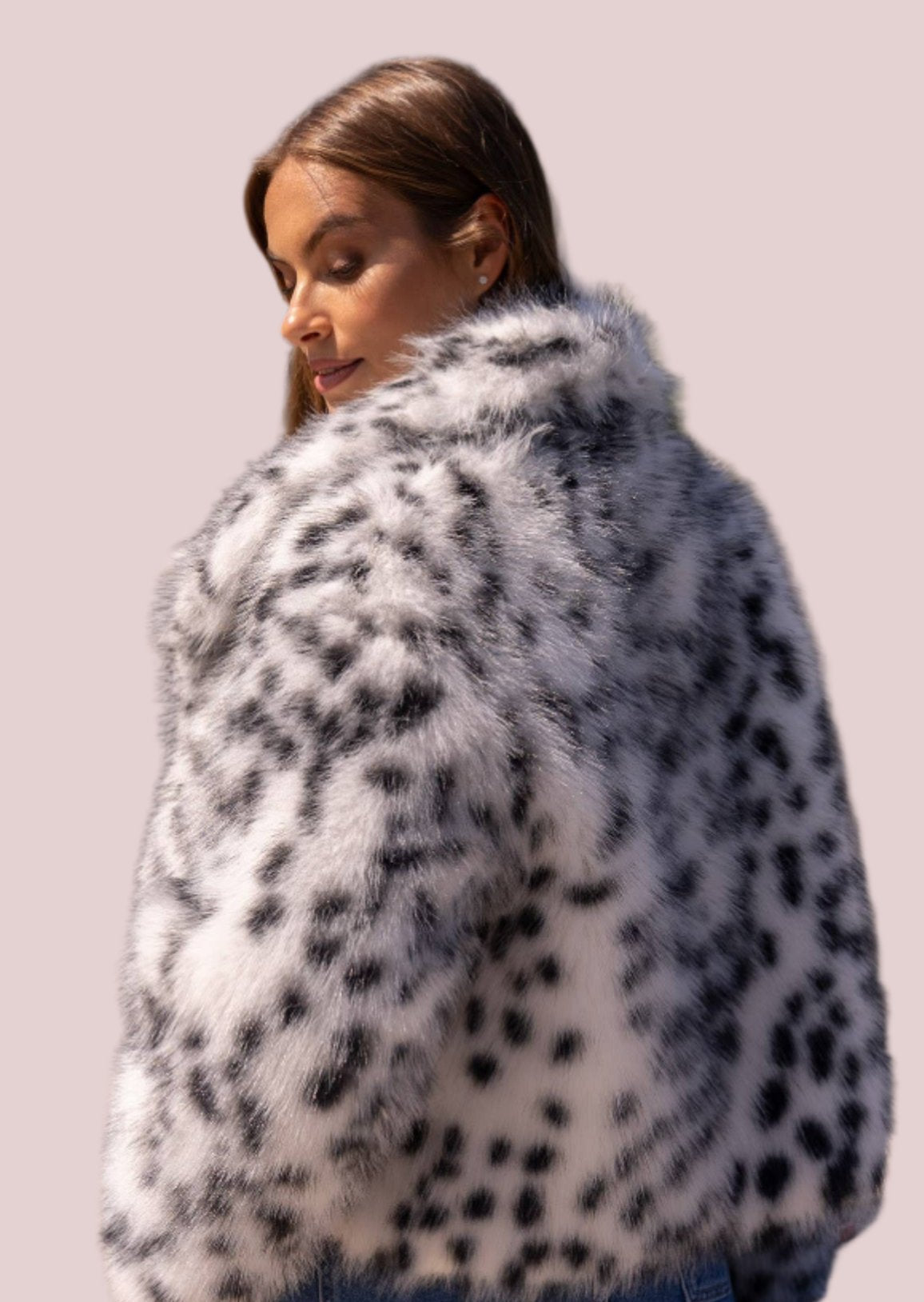 White Leopard Crop Fur Jacket