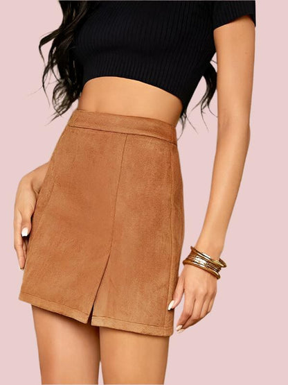 High-Waist Slit Mini Skirt