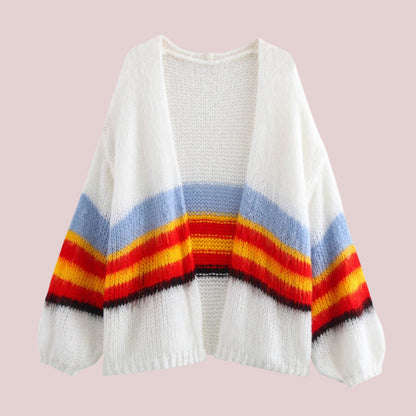 Colored Striped Soft Mohair Cardigan