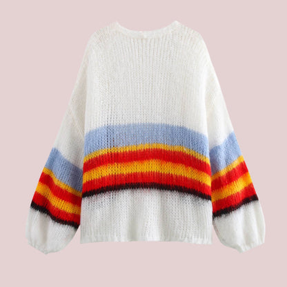 Colored Striped Soft Mohair Cardigan