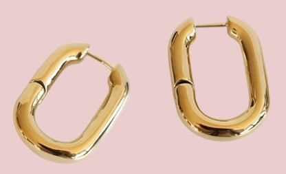 Gold Oval Hoop Earrings