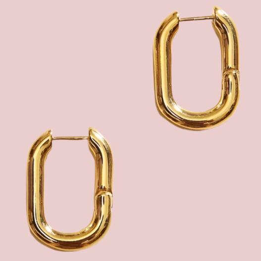 Gold Oval Hoop Earrings