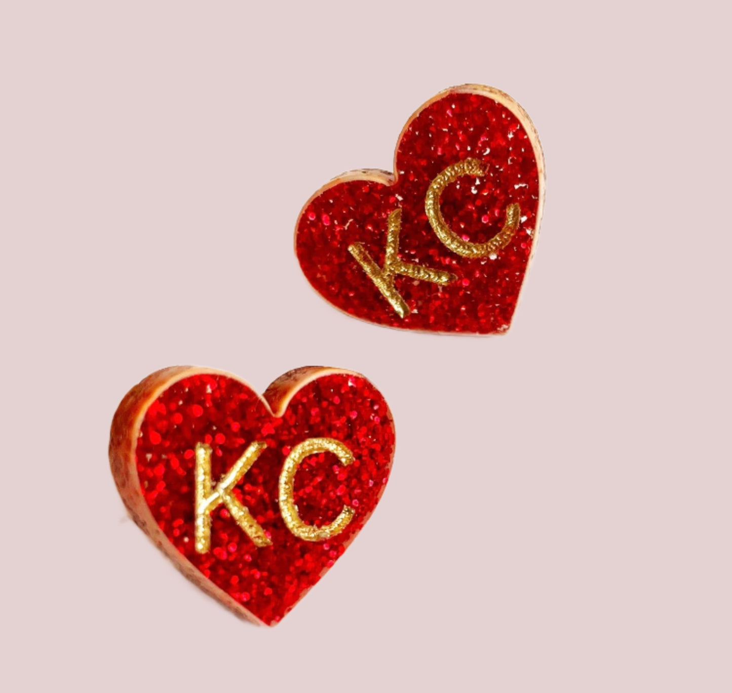 Kansas City KC Heart Stud Earrings - Red