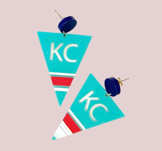 Kansas City KC Soccer Pennant Earrings - Large - BashStyling